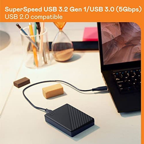 WD 2TB My Passport Portable External Hard Drive with backup software and password protection, Black - WDBYVG0020BBK-WESN